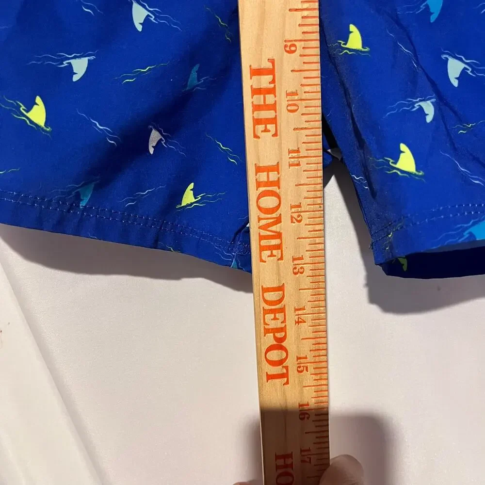 Wonder Nation Boys 5T Blue Shark Print Swim Trunks